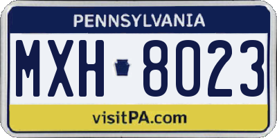 PA license plate MXH8023