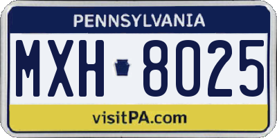 PA license plate MXH8025