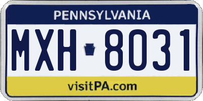 PA license plate MXH8031