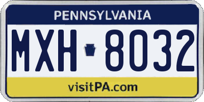 PA license plate MXH8032