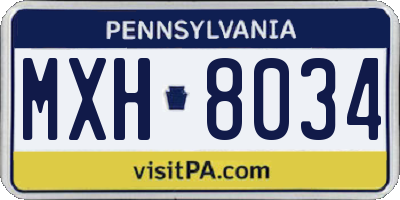 PA license plate MXH8034