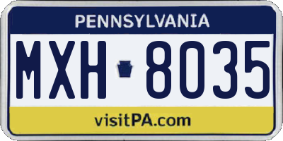 PA license plate MXH8035