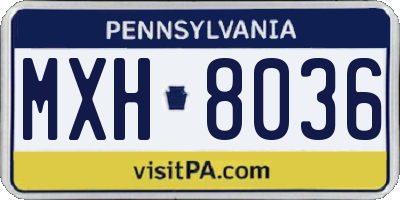 PA license plate MXH8036