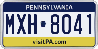 PA license plate MXH8041