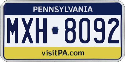 PA license plate MXH8092