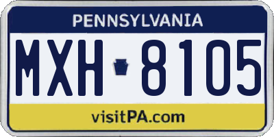 PA license plate MXH8105