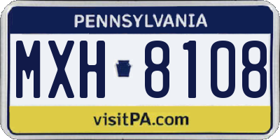 PA license plate MXH8108
