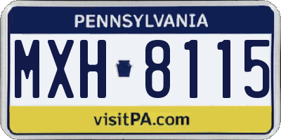 PA license plate MXH8115