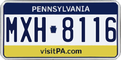 PA license plate MXH8116
