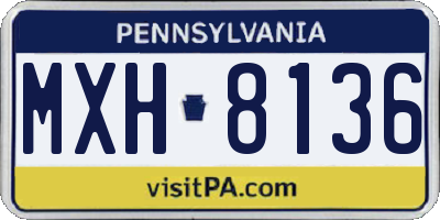 PA license plate MXH8136