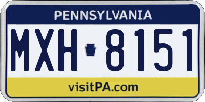 PA license plate MXH8151