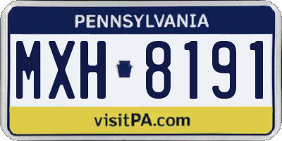 PA license plate MXH8191