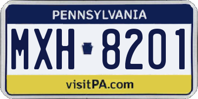 PA license plate MXH8201
