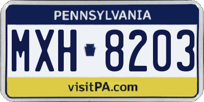 PA license plate MXH8203