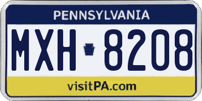 PA license plate MXH8208