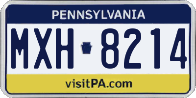 PA license plate MXH8214