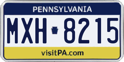 PA license plate MXH8215