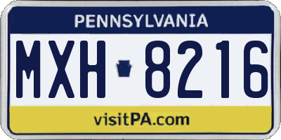 PA license plate MXH8216