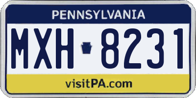 PA license plate MXH8231