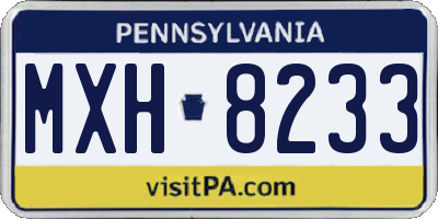 PA license plate MXH8233