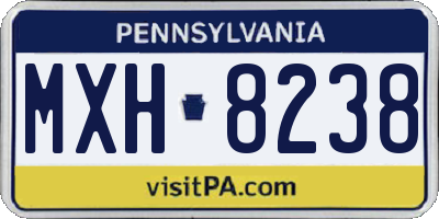 PA license plate MXH8238