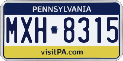 PA license plate MXH8315