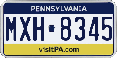 PA license plate MXH8345