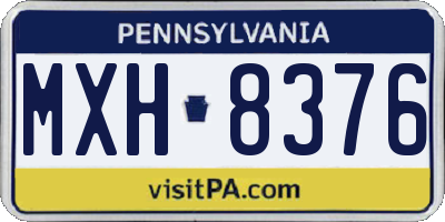 PA license plate MXH8376