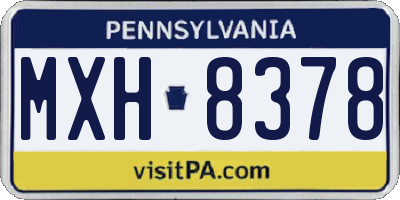 PA license plate MXH8378
