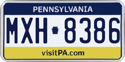 PA license plate MXH8386