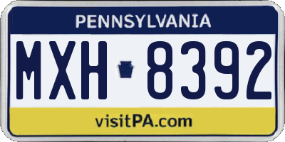 PA license plate MXH8392