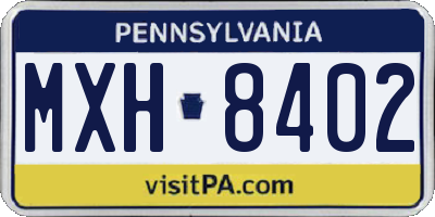 PA license plate MXH8402