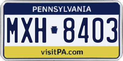 PA license plate MXH8403