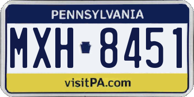 PA license plate MXH8451