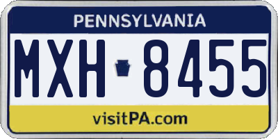 PA license plate MXH8455