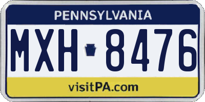 PA license plate MXH8476