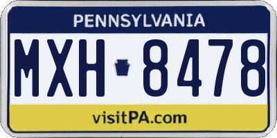 PA license plate MXH8478