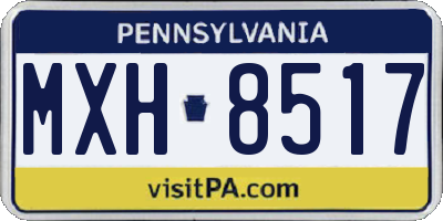 PA license plate MXH8517
