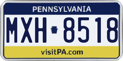 PA license plate MXH8518