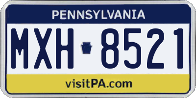 PA license plate MXH8521