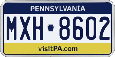 PA license plate MXH8602