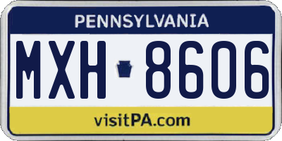 PA license plate MXH8606