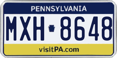 PA license plate MXH8648