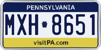 PA license plate MXH8651