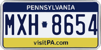 PA license plate MXH8654