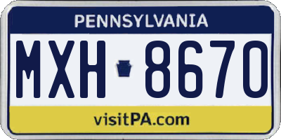 PA license plate MXH8670
