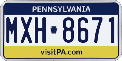 PA license plate MXH8671