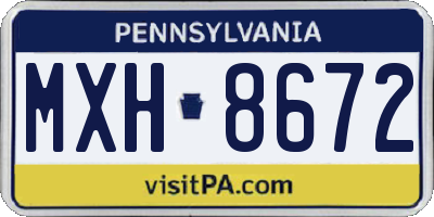PA license plate MXH8672