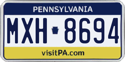PA license plate MXH8694