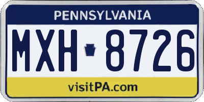 PA license plate MXH8726